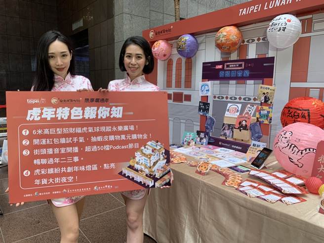 台北市年货大街15日将登场，今年以「想享飨过年」为主题，超过百家台北特色店家与电商平台合作，1日起至30日推出全台最大年货线上专区；迪化街永乐广场也将进驻6米高招财福虎和总奖额达250万的红包墙（黄婉婷摄）