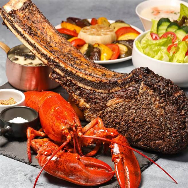 台北晶华酒店异国年菜开卖，图为战斧海陆分享餐，六道菜式每套5880元可供4人享用。图／台北晶华酒店