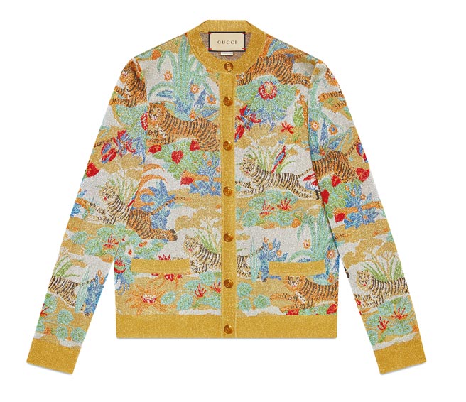 Gucci虎年主題印花針織外套，6萬5700元。（Gucci提供）