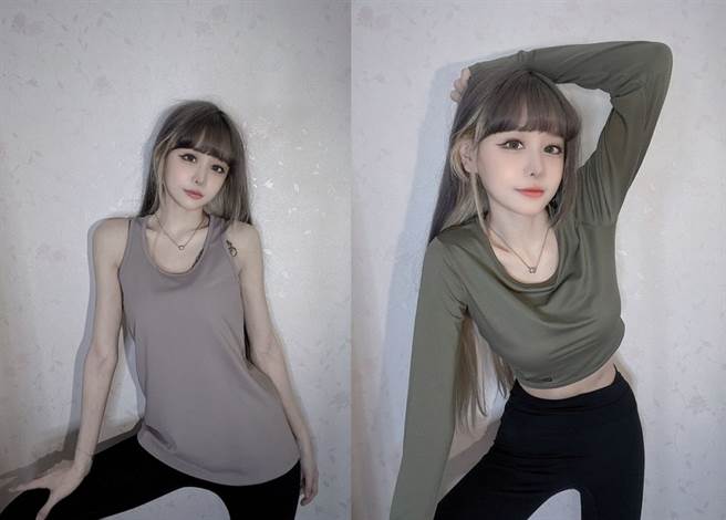 依渟最近在IG分享换装秀照片，合身上衣让超巨双球现形，举手更泄腰间春光，好身材藏不住。(图/ 摘自王依渟IG)