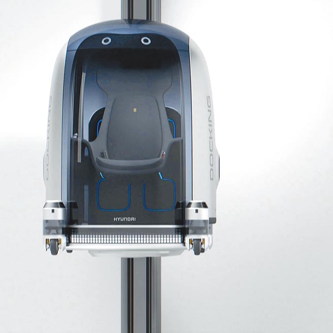 個人移動載具有自己的軌道上下建築。（HYUNDAI提供）