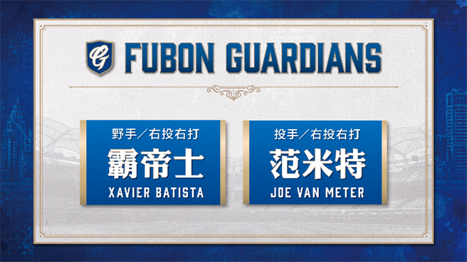 富邦悍將8日再宣布簽下洋砲霸帝士（暫譯，Xavier Batista）、洋投范米特（暫譯，Joe Van Meter）。（富邦悍將提供）