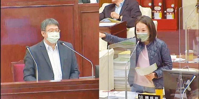 北市府秘书处编列350万规画市长柯文哲毕业特辑，议员简舒培（右）痛批，柯自称是省钱市长，却让秘书处编这笔对市民毫无帮助的预算。（摘自台北市议会网站）