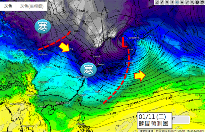 天氣職人吳聖宇表示，2波強冷空氣今晚起接力襲台。(翻攝自 吳聖宇FB)
