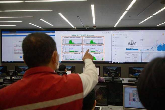 桃機群聚案累積31例確診，新北市長侯友宜今上午到資訊中心視察新北疫苗預約系統。（陳慰慈 攝）