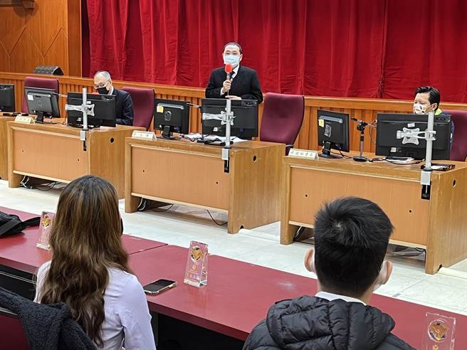 新北市长侯友宜上午出席警察局工作会报。（王扬杰摄）