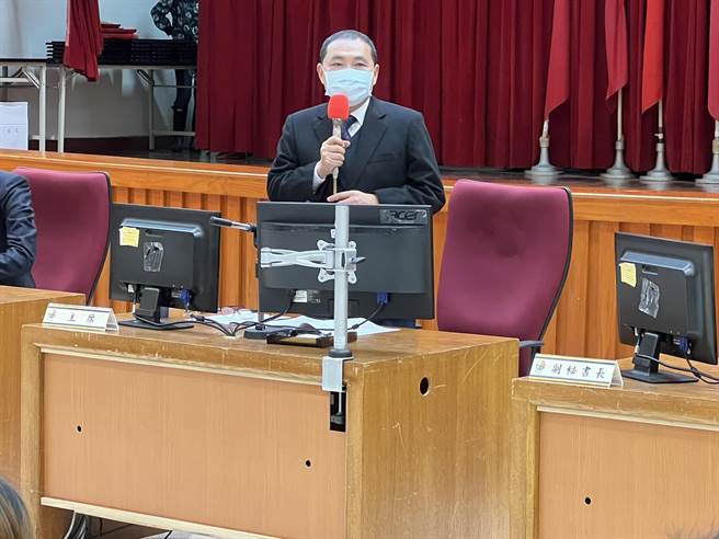 新北市長侯友宜上午出席警察局工作會報。（王揚傑攝）