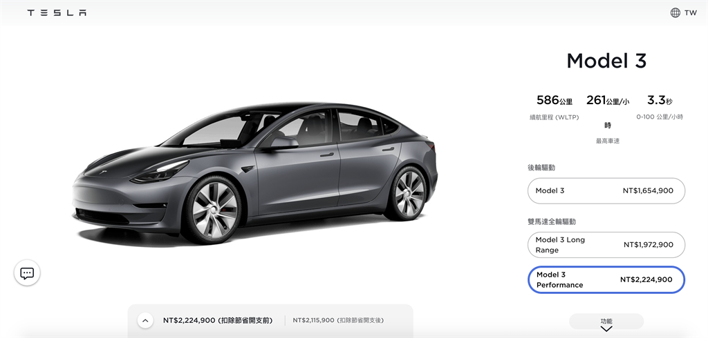 Tesla Model 3 新年式樣官網更新、全車系續航力小幅增加！(圖/人車事新聞)