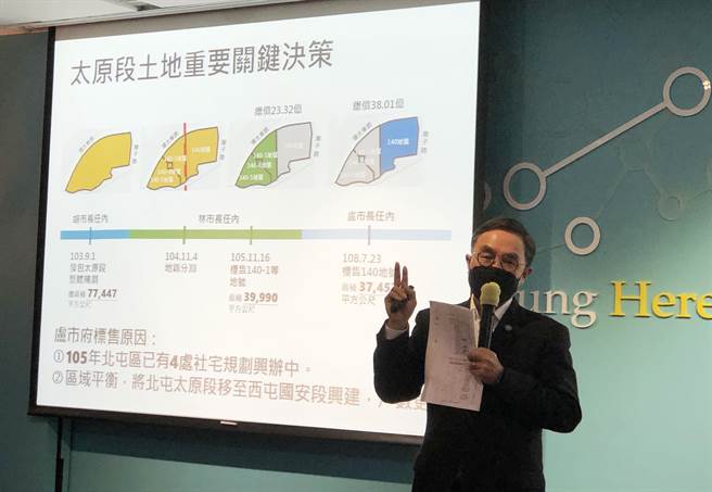 市府都發局長黃文彬說，盧秀燕市長上任後重新檢討需求，決定易地西屯區興建國安段好宅，不僅總戶數更多也符合區域均衡發展。（陳世宗攝）