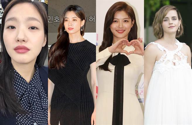 金高银（左起）、韩孝周、金裕贞、艾玛华森分别获得「King Choice全球百大最美女人」中第7到10名。（图／翻摄自ggonekim IG；达志影像）