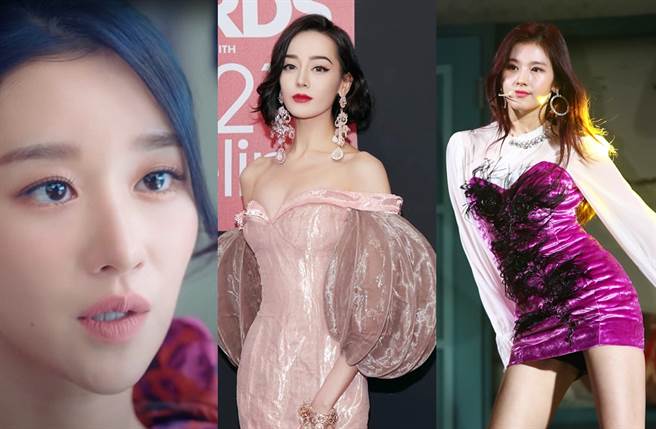 徐睿知（左起）、迪丽热巴、Sana分别获得「King Choice全球百大最美女人」中第4到6名。（图／达志影像）