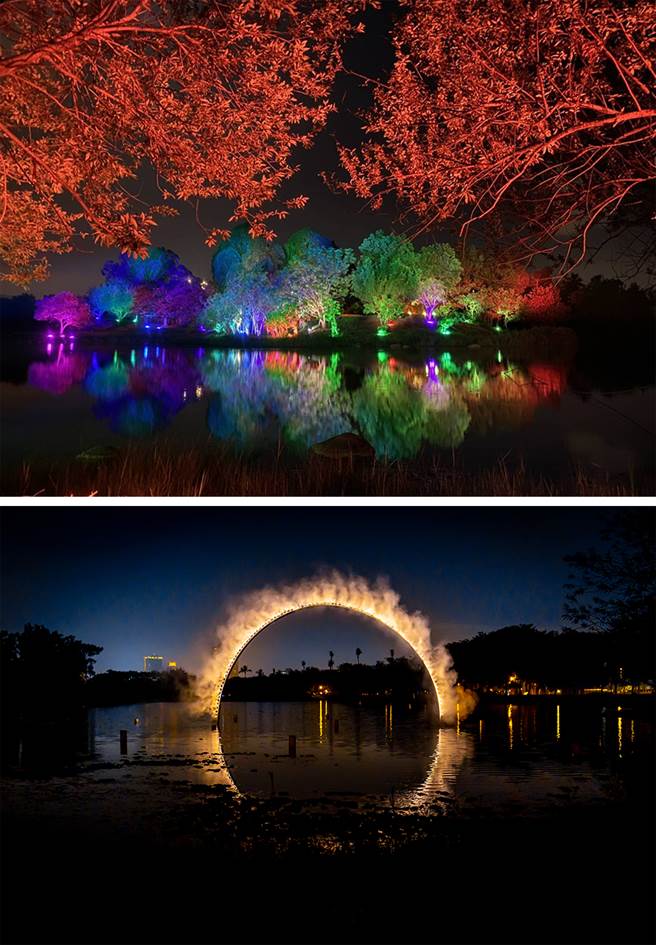 灯光与地景艺术结合，展现艺术能量化做明暗光影辉照卫武营，让世界目光聚焦在高雄。(图片提供/高雄市政府观光局)