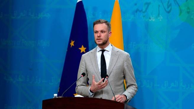 立陶宛总统承认在台湾问题上犯了一个错误后，立陶宛外交部长蓝斯柏吉斯却仍呼吁欧盟要明确回应，对中国的制裁行动展开反击。（图／立陶宛驻白俄罗斯大使馆）