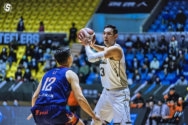 呂政儒(右)今天單場投進6顆三分球。(高雄鋼鐵人提供)