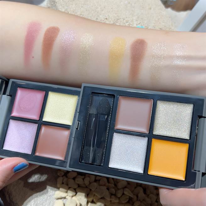 THREE魅光幻眸眼采盒ALLY，左为#04 RIDE THE WIND，右为#05 CATCH THE WIND。（邱映慈摄）