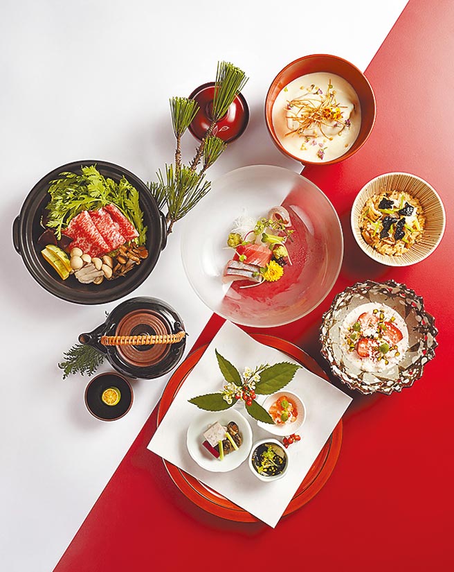 日胜生加贺屋天翔厅1月11日起换上冬季料理「待春」会席料理，每客售价3,200元＋10％。图／日胜生加贺屋提供