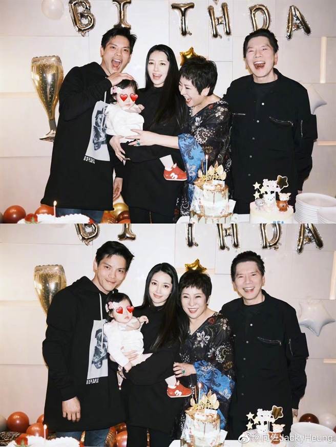 向佐一家人慶生照。（圖／翻攝自微博）