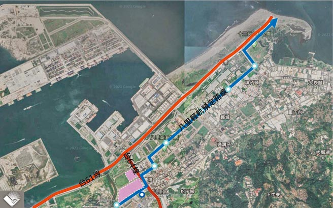 「台北港特定区区段徵收区」8笔土地合计面积约3.1万坪，其中5笔为娱乐专用区，预计3月4日办理公开标售。（新北市地政局提供／陈慰慈新北传真）