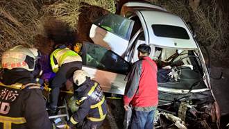 國道三號沙鹿段 小客車撞護欄墜邊坡 釀1死4傷