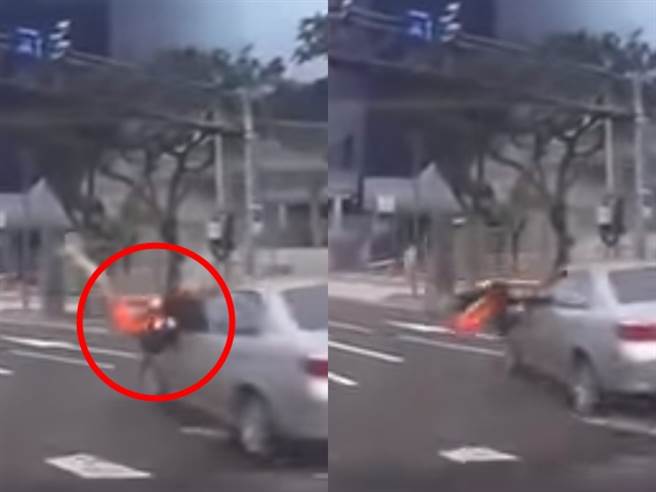 台北士林1名女高中生在綠燈過斑馬線時遭準備左轉轎車撞飛，身體幾乎騰空翻了1圈落地，影片曝光竟有人檢討她「穿越馬路時沒有持續確認是否有來車」。（翻攝自YouTube頻道「WoWtchout地圖型行車影像分享平台」）