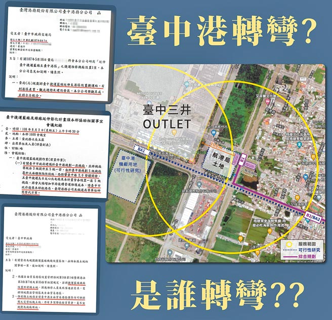 针对前台中市长林佳龙抨击中捷蓝线路线变更涉图利，台中市交通局提出驳斥。（交通局提供／林欣仪台中传真）