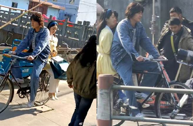 网友曝光赵丽颖与欧豪拍摄《野蛮生长》片场花絮。（图／翻摄自搜狐娱乐微博）