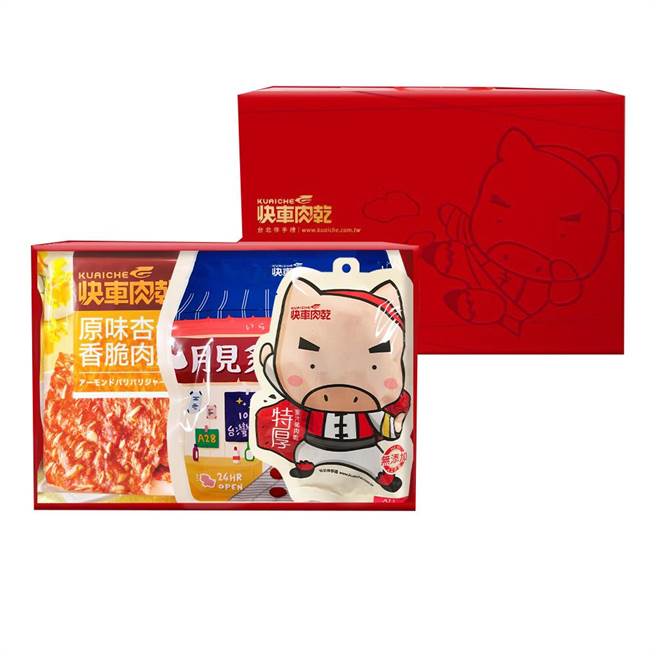 momo購物網的快車肉乾福弟小三元禮盒，2件組市價1360元，23日前特價888元。（momo購物網提供）