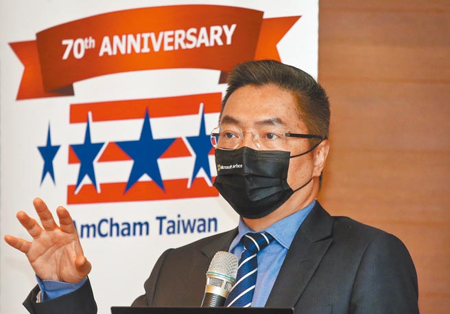 台湾美国商会会长施立成表示，全球对于台湾出口产品需求仍高，会员企业高度看好台湾的经济前景。（范扬光摄）