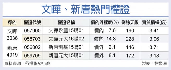 文晔、新唐热门权证