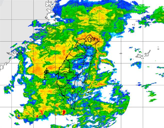 今全台降雨机率大增，北北基、宜花东发大雨特报。（中央气象局提供）