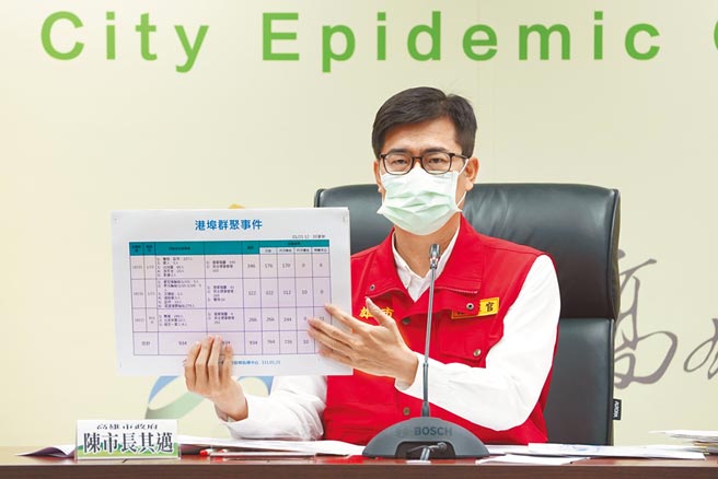 高雄市陈其迈召开防疫记者会，针对新增本土个案说明。（高雄市府新闻局提供／洪靖宜高雄传真）