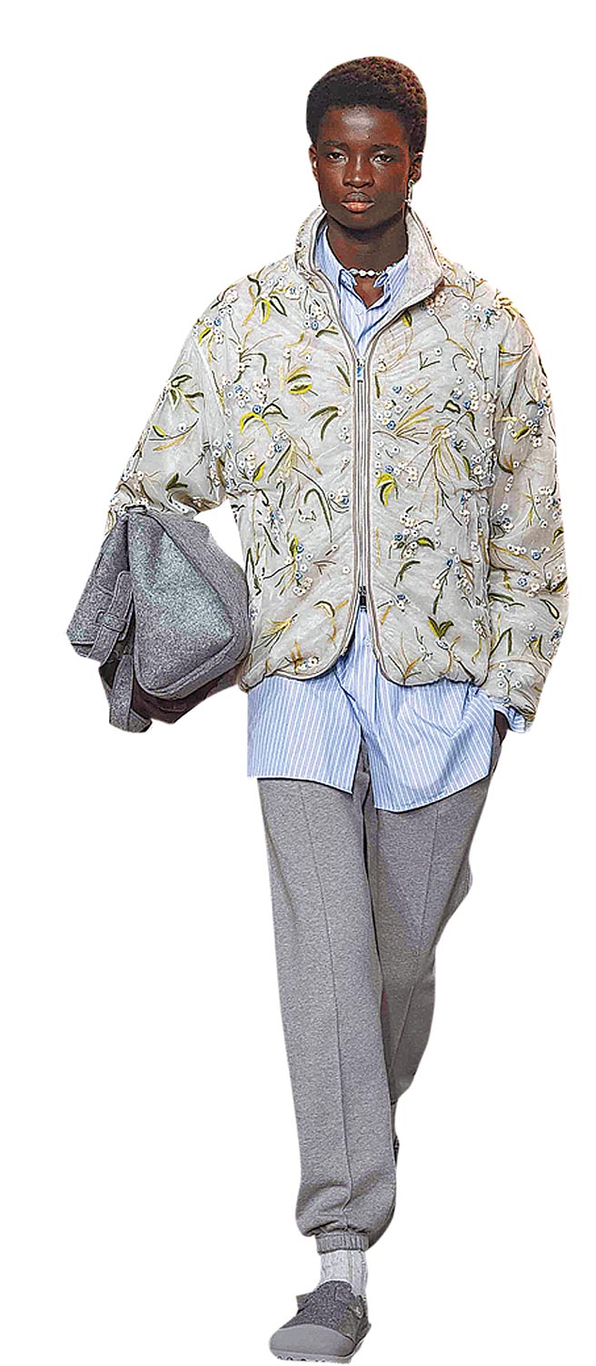 夹克上的刺绣细节引人注目。（Dior提供）