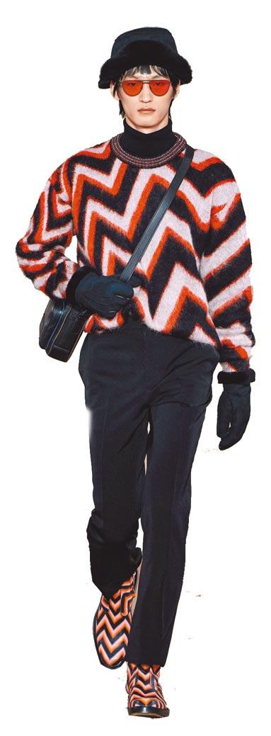 70年代科幻电影擅长使用锯齿或对比色形容先进技术，这点也在服装造型中一览无遗。（Paul Smith提供）