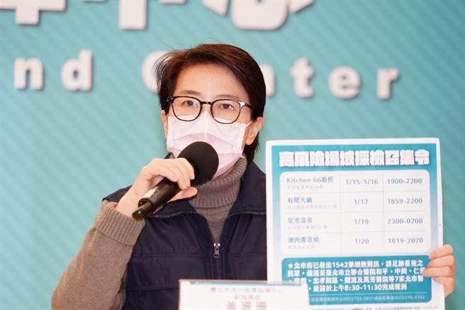 台北市副市長黃珊珊公布案18375足跡，期間曾到過大安區溫州街Kitchen 66廚房、有間火鍋、皇池溫泉、潮肉壽喜燒4間餐廳。（台北市政府提供／陳彩玲台北傳真）