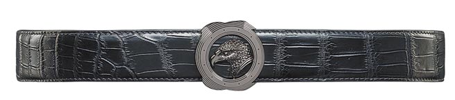 Stefano Ricci 手工啞光鰐魚皮鍍釕腰帶，9萬元。（Stefano Ricci提供）