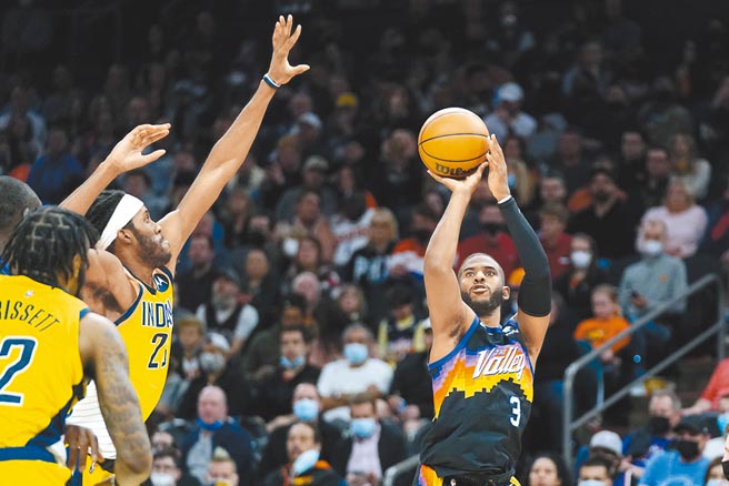 保羅（右）閃過對方防守出手命中。（美聯社）