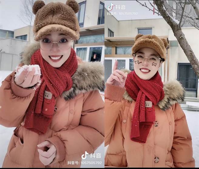 周海媚玩抖音滤镜开太大认不出。（图／取自《on.cc东网》）