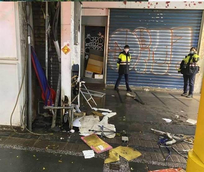 西門町某大樓騎樓發生火警。（警方提供）