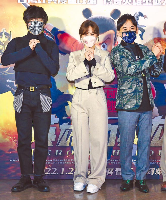 盧廣仲（左起）、吳姍儒、黃子佼昨出席電影首映會宣傳造勢。（陳俊吉攝）