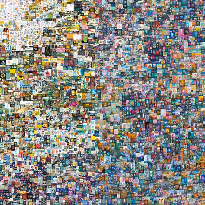 数位艺术家Beeple的《每一天：前5000天》。图／美联社