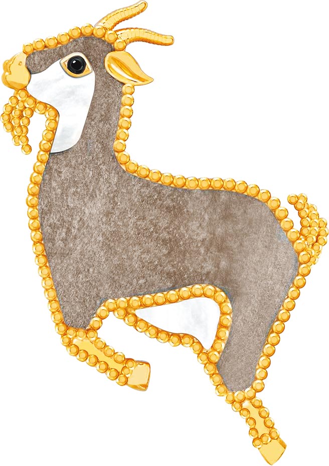 梵克雅宝Lucky Animals系列Goat胸针，24万8000元。（Van Cleef & Arpels提供）