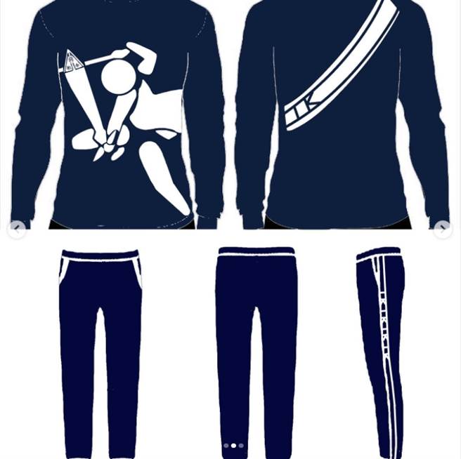 建中新款冬季运动服，「舞动剑中（建中）」设计以217票获得第一。（图／翻摄建中班联76届上行政部门Instagram）