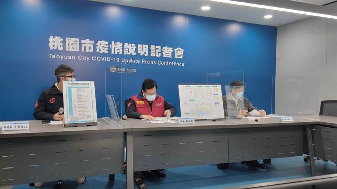 桃園市長鄭文燦（中）說明桃園疫情。（賴佑維攝）