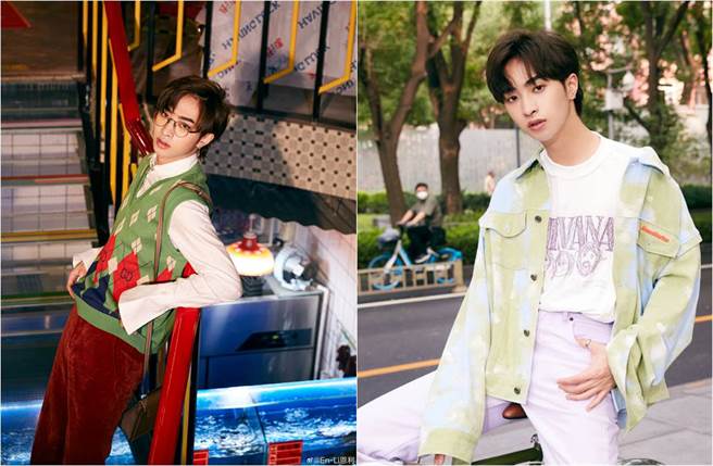 恩利顶着中长髮、眼线和眼影的妆容，摇身以韩系花美男示人。（图／取材自En-Li恩利微博）