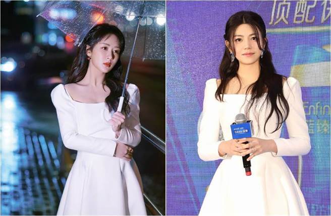 陳妍希（右圖）、楊紫都穿出優雅氣質。（圖／取材自楊紫工作室、陳妍希工作室微博）