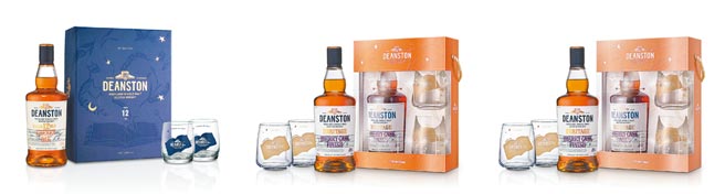 汀士顿重雪莉桶12年（由左至右）、汀士顿1785传承雪莉桶二次陈酿玫瑰橘与玫瑰金色系盒身，包装为APUJAN詹朴操刀设计。（汀士顿提供）饮酒过量 有害健康