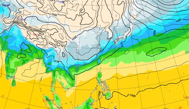 今「立春」轉冷，強冷空氣將一路冷到大年初七清晨。（中央氣象局提供）