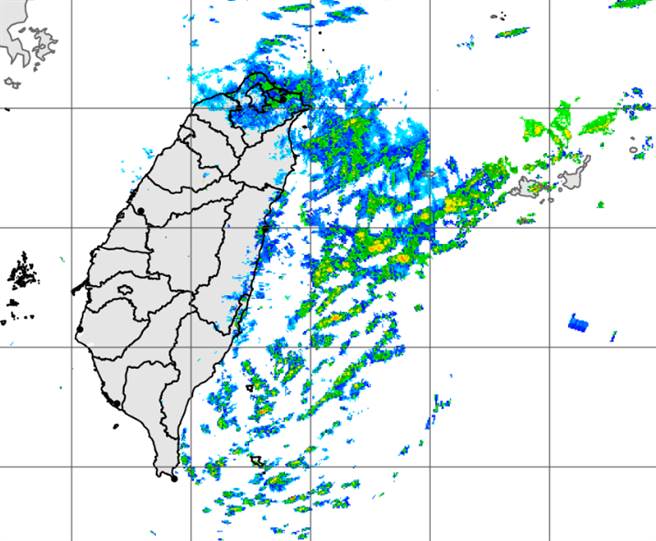 鋒面逐漸減弱東移，今北部降雨趨緩。（中央氣象局提供）
