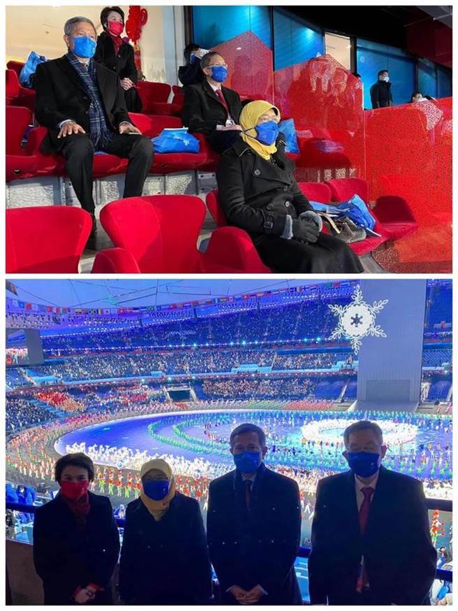 習近平會見新加坡總統哈莉瑪共推區域一體化。圖為哈莉瑪出席北京冬奧開幕式。（國際在線資料照）