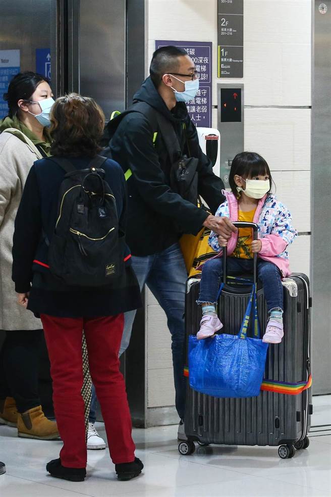 春節連假最後一天，各地民眾陸續返回工作崗位，午後台北車站湧入許多人潮，大包小包或拖行李箱返回，有小朋友戴著動物毛帽保暖。（鄧博仁攝）
